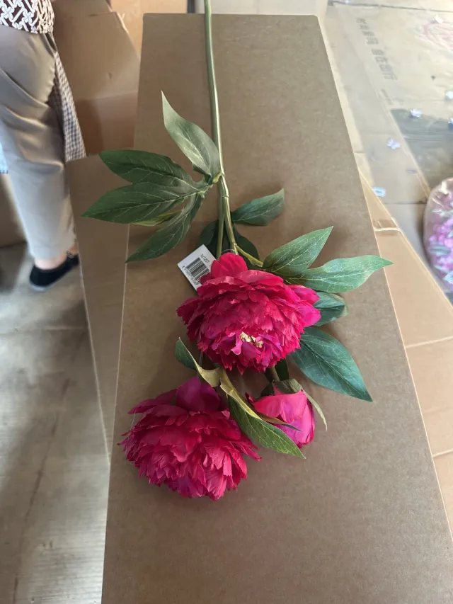 homebound by ky Kunstbloem pioen 74cm fuchsia Roze
