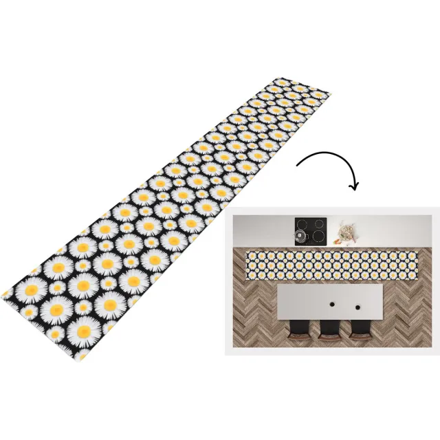 KitchenYeah Keukenloper - Keukenmat - Patronen - Daisy - Bloemen - 360x60 cm - Keuken vloerkleed Multicolor