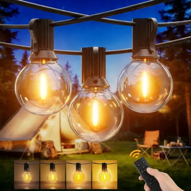 Vellaro Tuinverlichting buiten lichtsnoern - Warmwit - 30 Meter - LED Waterdichte Lichtketting met Afstandsbediening - Voor Tuin en Terras