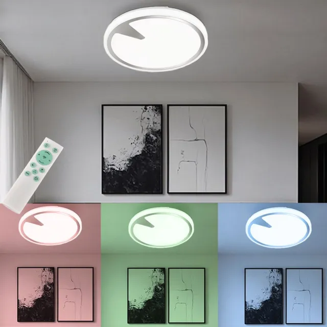 Fischer Leuchten Slimme RGB LED plafondlamp afstandsbediening daglichtlamp dimbaar te bedienen via app mobiele telefoon Fischer Honsel 20750 Wit