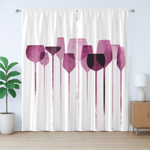 ABAKUHAUS Rustiek Wijngordijn, Feestglazen met Kunstwerk, met Bandjes voor de Woonkamer met Lussen en Haken, 280 x 245 cm, Fuchsia Paars