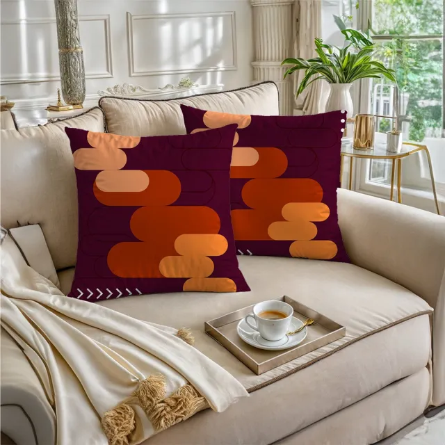 Boraboi Luxe Decoratieve Kussenhoezen set van 2 , Zachte Suède Touch- 30x50 cm -(Pruim Kleur,Orange,Geel)