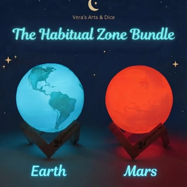 Vera's Arts & Dice Planeet Lampen - The Habitable Zone Bundle - Planeten Bundels - Aarde en Mars Meerkleurig