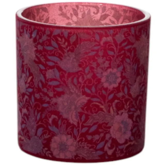 Mars & More Theelichthouder fluwelen bloemen - bordeaux - 12,5 cm Multi