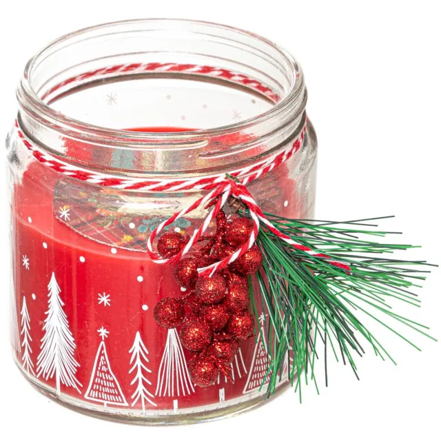 Feeric lights & Christmas Geurkaars 315 g met bedrukt glazen potje Rouge