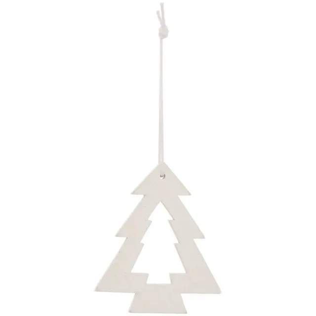 Feeric lights & Christmas Set van 10 rode en witte houten kerstboomversieringen, 5 cm Modèle B