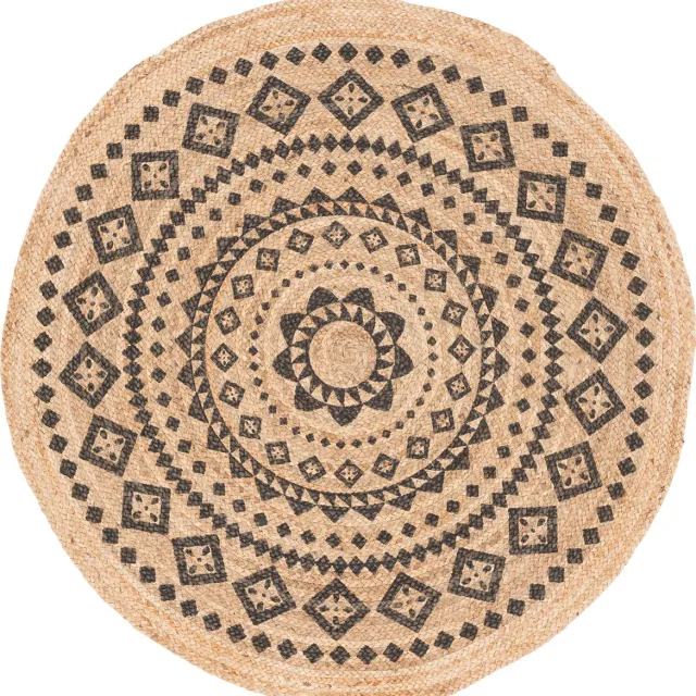 Pergamon Vloerkleed Nele Handgemaakt Jute Etno Rond Beige