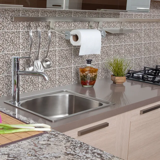 Ambiance Sticker Zelfklevende tegelmuurstickers voor keuken en badkamer - 9 TERRAZZO LUSSURGIU tegelstickers - 9 stickers 20x20cm Multi color
