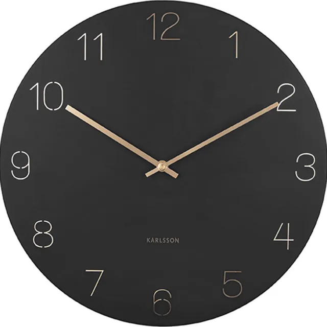 Karlsson Wandklok Charm - Gegraveerde cijfers Zwart - Ø40cm - Wandklok Scandinavisch
