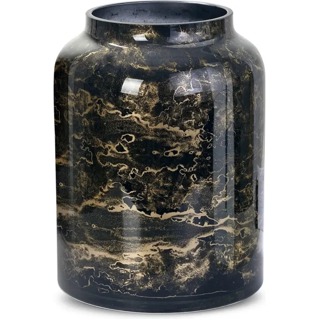 Terroso Vaas Zwart, Glas Marmer, Elegante, SL, Hoogte 21 cm