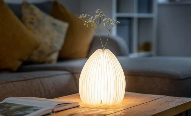Gingko Smart Vase Light Lamp Vaas - Oplaadbaar - Bamboe Lichtbruin