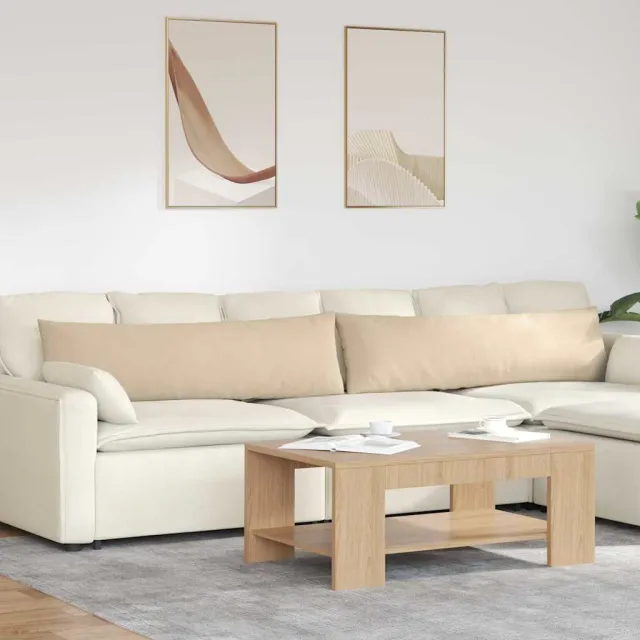 vidaXL Sofa Kussens 2 st Microvezel Stof Crèmekleurig 145 x 40 cm