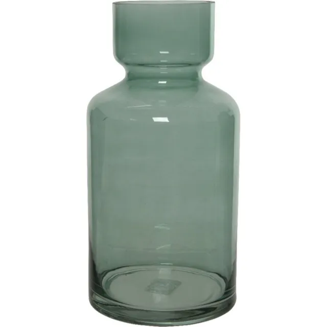 Decoris Groene vazen/bloemenvaas 6 liter van glas 15 x 30 cm - Glazen vazen voor bloemen en boeketten