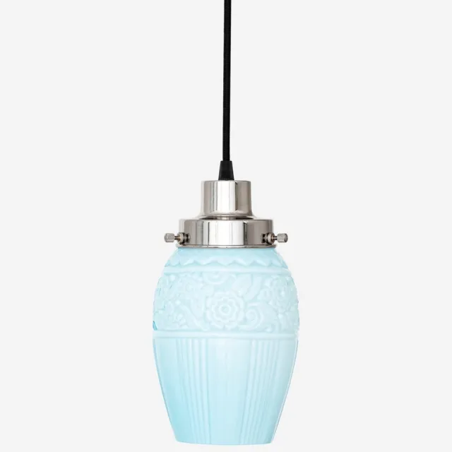 Coloured by Art Hanglamp aan snoer Flower Yard Misty 20's Nikkel - Art Deco Trade Zachtblauw