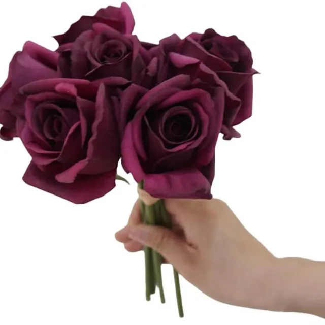 Cosensi Kunstmatige Rozen Bloemen Zijde Roos 10,2 Inch voor Bruidsboeketten DIY Boeket Bruiloft Feest - Diep Paars Any