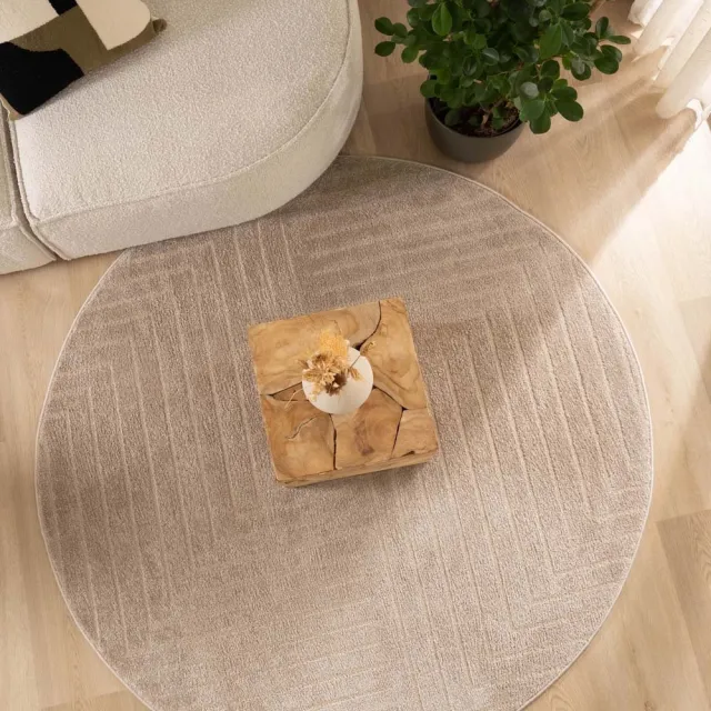 Nordic Weavers Scandinavisch vloerkleed rond - Contour Edge beige 200