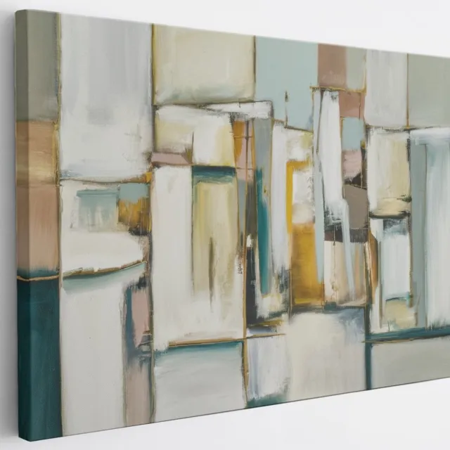 Saammp Canvas Schilderij - Gekleurde blokken - Abstract - 45x30 - Foto op canvas - Wanddecoratie - Muurdecoratie Woonkamer - Slaapkamer decoratie - Canvas Print Multicolor