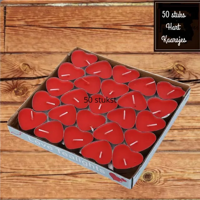 Yippiez Romantische Kaarsen | Hartjes Decoratie | Waxinelichtjes Liefde | Kerst & Valentijn Versiering | 50 Stuks Rode Hartjes Rood