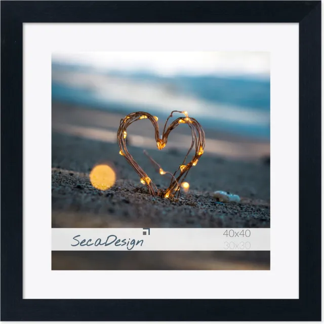 SecaDesign Fotolijst - SecaDesign - Fika - 40x40 / 30x30 cm fotomaat met passe-partout - Zwart - Fotokader