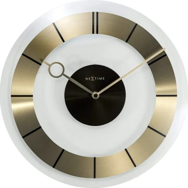 NeXtime Wandklok NeXtime dia. 31 cm, glas, goud, Retro