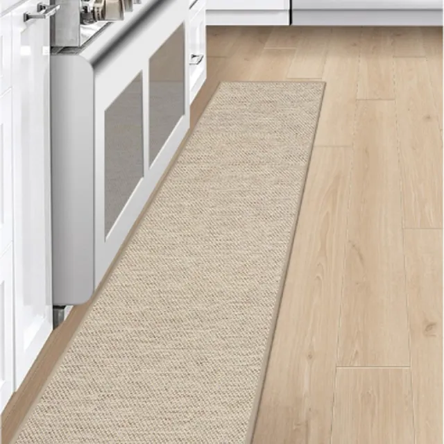LEKEEPGO Keukenloper Antislip Wasbaar 43 x 200 Cm - Absorberende Keukenmat Met Rubberen Onderkant - Hal En Wasruimte Tapijtloper - Beige
