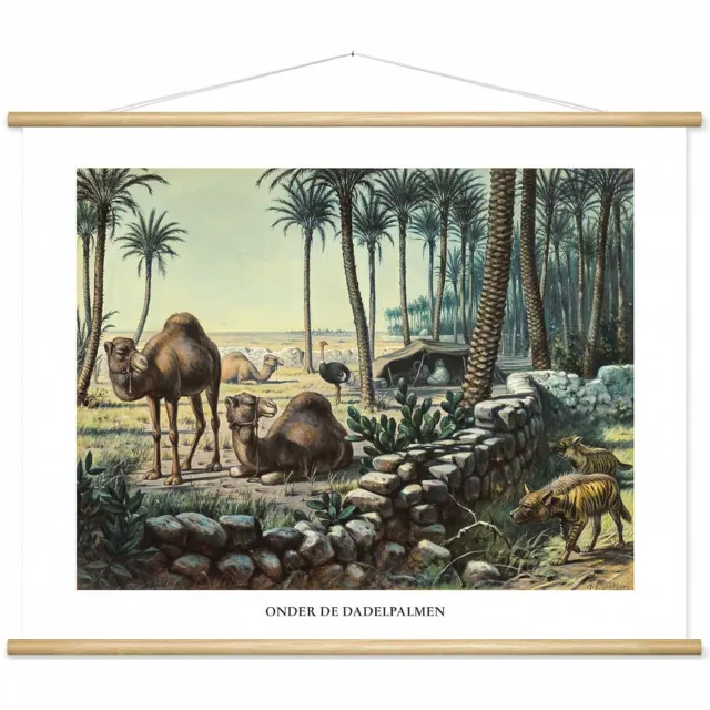 wallchart unlimited Schoolplaat 'Onder de dadelpalmen' van M.A. Koekkoek wit