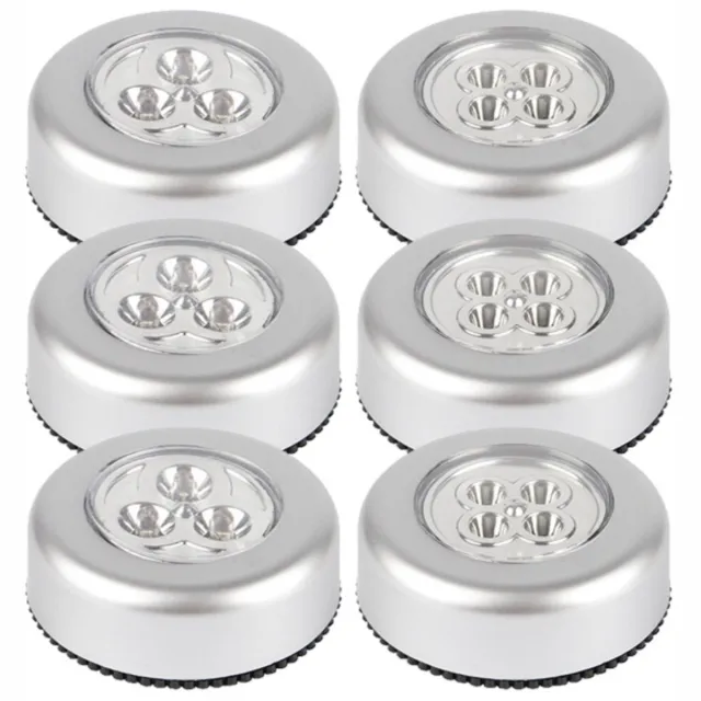 Tovbmup LED-aanraaklamp - op batterijen - Zelfklevende aanraaklamp - voor kasten, voorraadkasten, vitrinekasten - set van 6 zilver