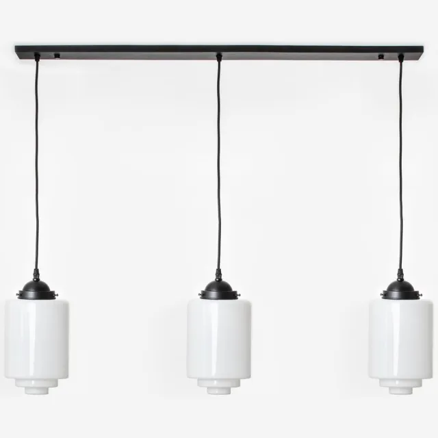 Coloured by Art 3 x Getrapte Cilinder Medium lampen aan plafondbalk Moonlight - Art Deco Trade Wit