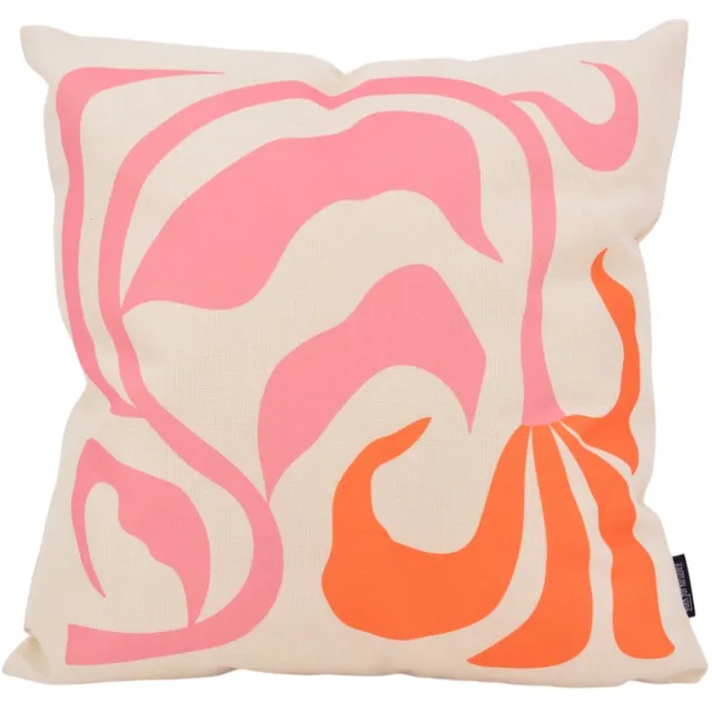 Gek op Kussens! Tropical Flora Kussenhoes | 45x45 cm | Katoen/Linnen roze oranje