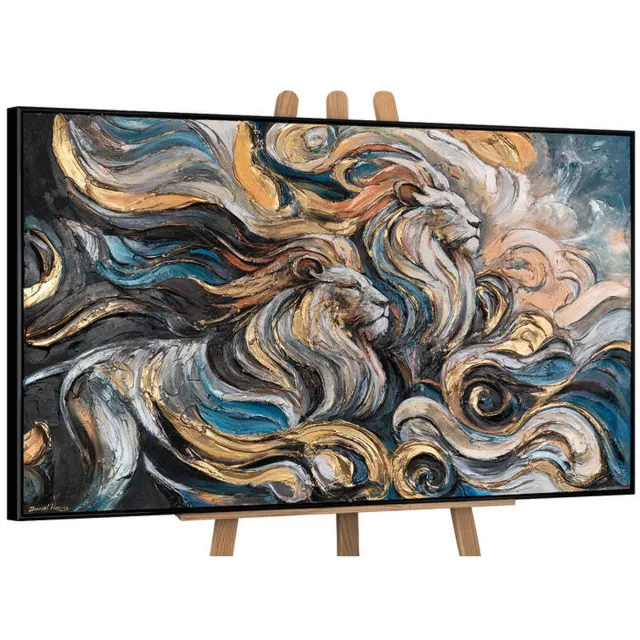 YS Canvas schilderij handgeschilderd dynasty of strength abstract – YS-Art Gallery – Luxe wanddecoratie voor woonkamer – Modern schilderij voor slaapkamer en hal Black