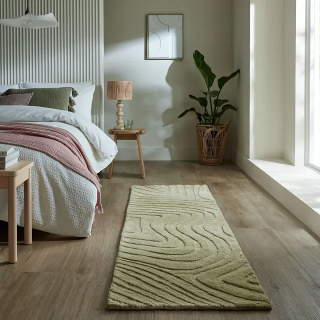 flycarpets Loper Wollen Vloerkleed Mesmerize - Abstract - Sage / Groen
