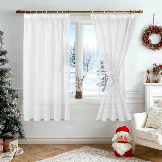 Unyqoos Set van Twee Transparante Gordijnen met Plooiband voor Diverse Ruimtes 160 x 140 cm wit