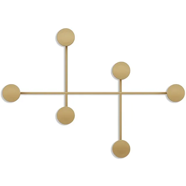 CaliCosy Kapstok voor aan de muur met 6 haken in zwart metaal H60 cm – DAMA Goud