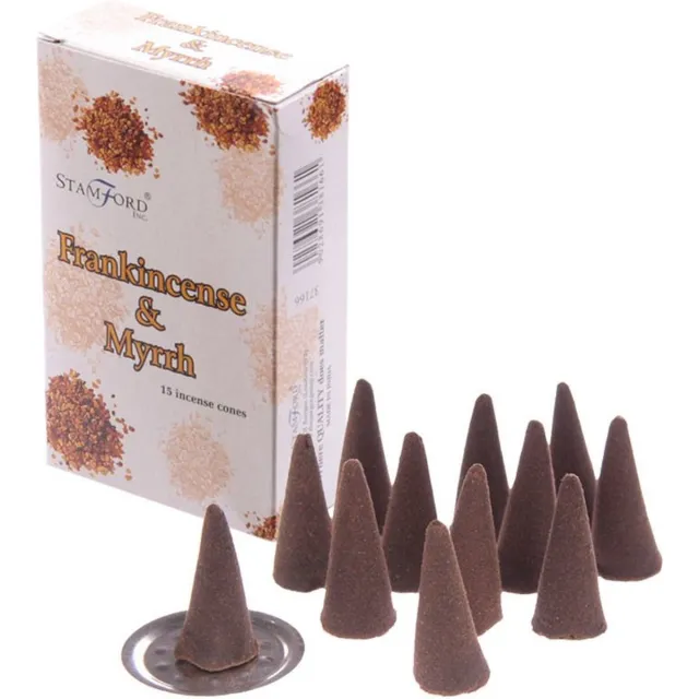 Stamford 30x Stamford wierook kegeltjes - Frankincense & mirre geur - Lichaam in balans - Meditatie/mediteren geurkegeltjes Multi