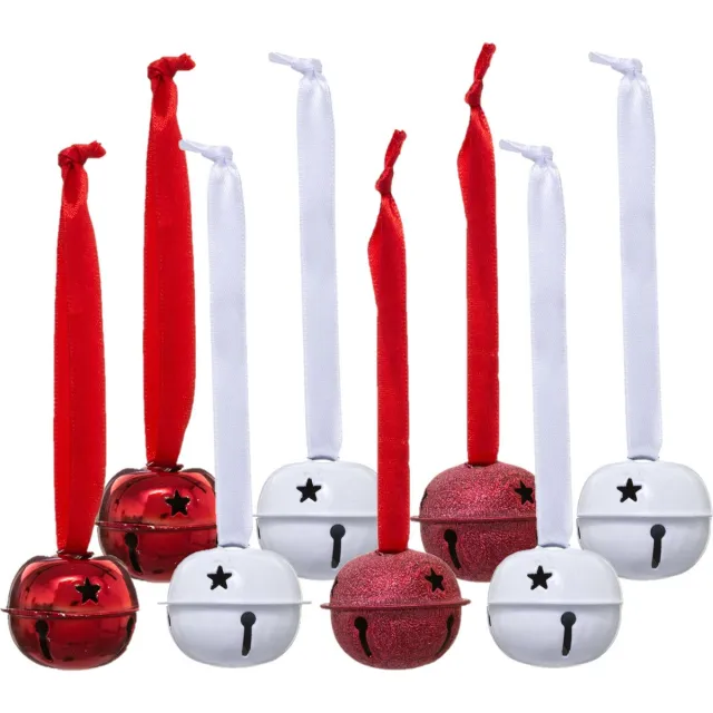 Feeric lights & Christmas Feeric lights and christmas kerstbelletjes hangers - 8x - metaal- D4 cm Rood