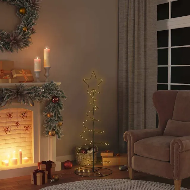 vidaXL LED-kerstboom 80 LEDs warm wit 120 cm Zwart
