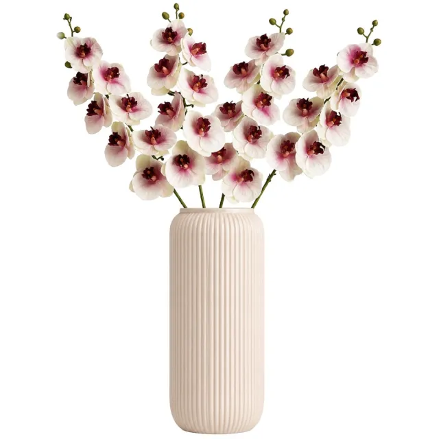Bellatio Design Kunstbloem Orchidee Bora - 4x - roze - 108 cm - losse steel - kunst zijdebloemen - Phalaenopsis