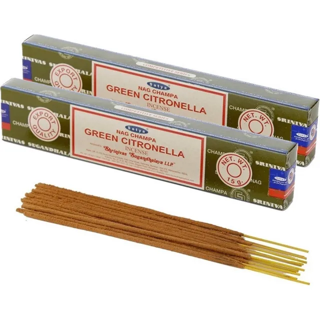 Satya Nag Champa wierrook stokjes citronella geur - 30x - Lichaam in balans - Meditatie - staafjes van 21 cm - 30 minuten Multi