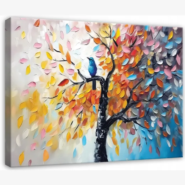 WALLARENA Schilderij op canvas - 120x80 cm - moderne 3D-boom abstract - abstract schilderij voor woonkamer en slaapkamer Veelkleurig