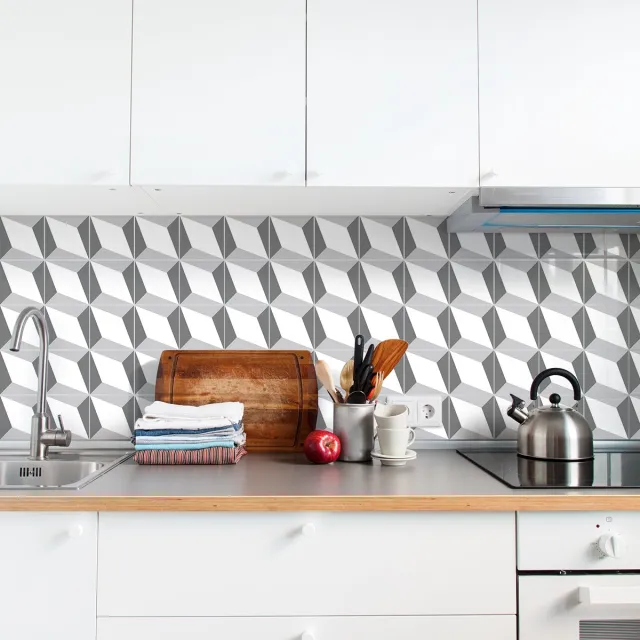 Ambiance Sticker Zelfklevende tegelmuurstickers voor keuken en badkamer - 9 geometrische cementtegeldesign stickers - 9 stickers van 15x15 cm Multi color