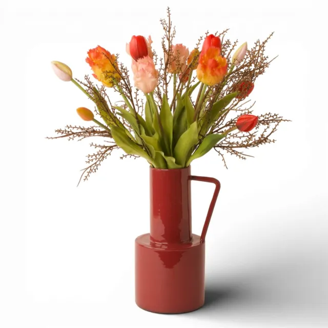 Winq Gevarieerd Boeket Tulpen in diverse Rood en Roze-15 tulpen- bremtakken