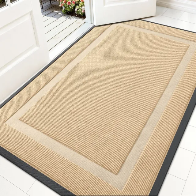 Homaxy Deurmat Binnen - Droogloopmat - Antislip Deurmat - Schoonloopmat - Wasbaar - beige - 89X150cm