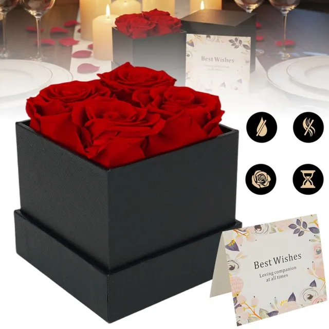 CHOOLY Geconserveerde Echte Roos in Geschenkverpakking Met Kaart - Langdurig Houdbare Rode Roos Onderhoudsvrij Romantische Woondecoratie - Ideaal Cadeau Voor Valentijnsdag En Moederdag Rood
