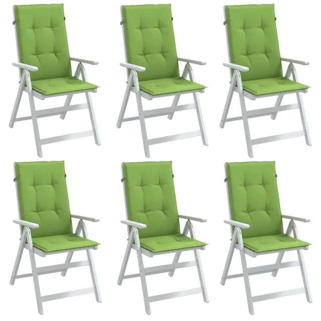 vidaXL Stoelkussens 6 st hoge rug 120x50x4 cm stof gemêleerd groen