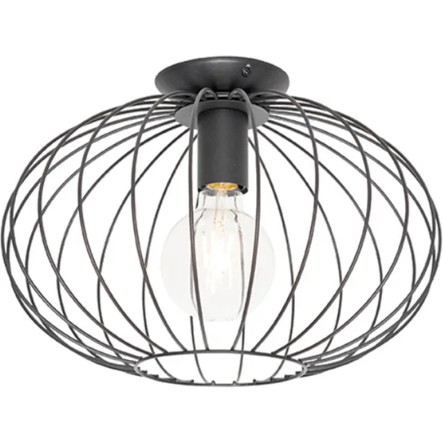 QAZQA margarita - Design Hanglamp - 1 lichts - Ø 36 cm - Zwart - Woonkamer | Slaapkamer | Keuken