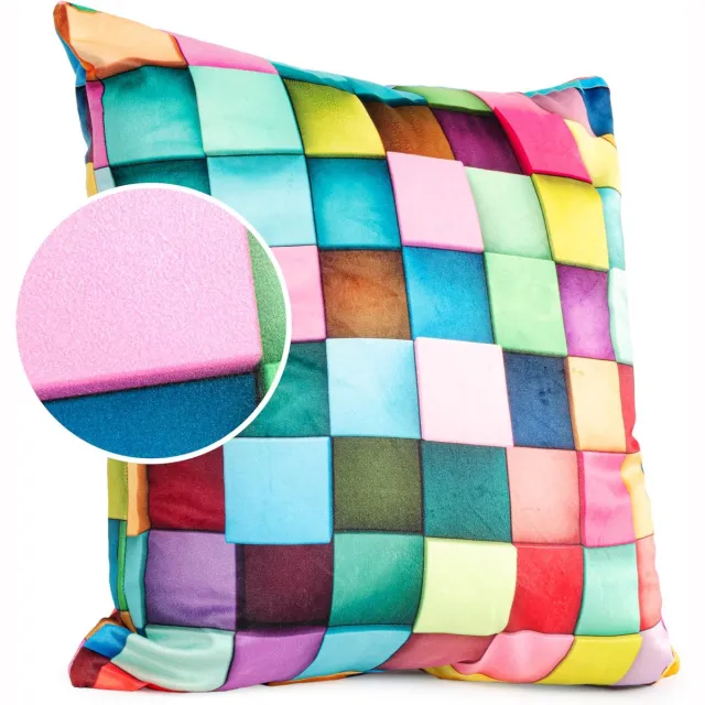 ANRO Pixel Sierkussen 50x50 cm - Velours - Inclusief vulling Multicolor