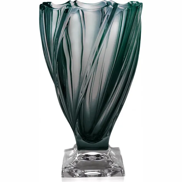 Crystalite Bohemia ponti grijze vaas op voet 33 cm ; 24 % loodgehalte gijs