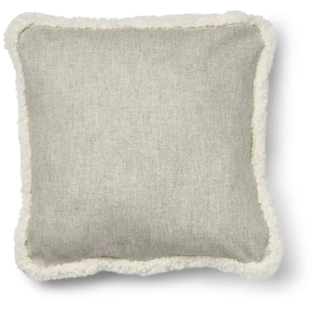Sheepskin House Kortharig Schapenvacht Kussen - KW rand - 52x52 cm Silver/Ivory