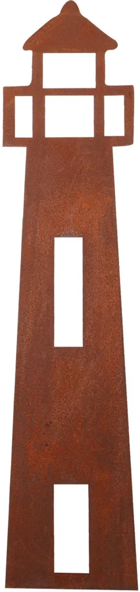 UNUS Tuinsteker vuurtoren 99x22,5cm in roestlook tuindecoratie Bruin