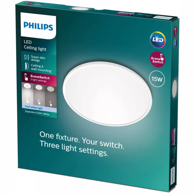 Philips Super Slim plafonnière - koelwit licht - 15W